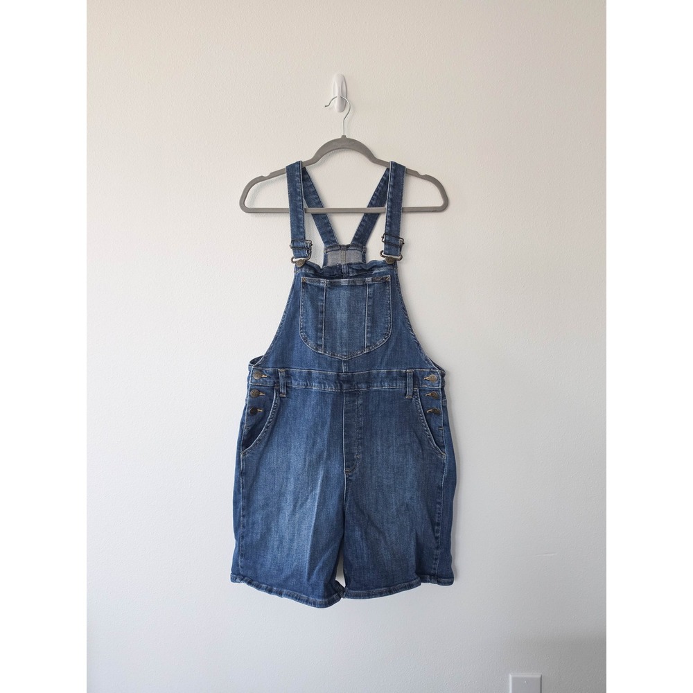 Lee Denim Shortalls Medium Wash Blue Jean Overalls Shorts